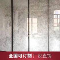 Wired glass partition embossed light luxury screen three-dimensional art background wall decoration double layer laminated tempered customized