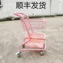 Doll machine shop trolley supermarket shopping cart double-decker trolley KTV wine cart Internet celebrity pink convenience store
