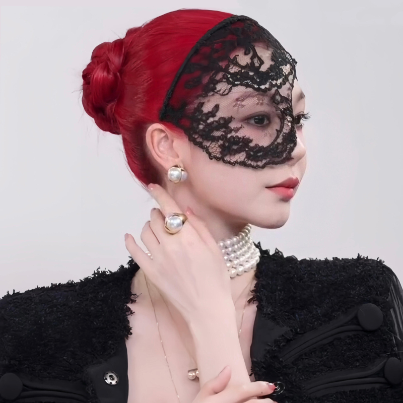 Masked Succubus, Yi Mengling's Same Style Lace Mask, Halloween Cosplay Half-Face Mask, Costume Props, Hair Accessories