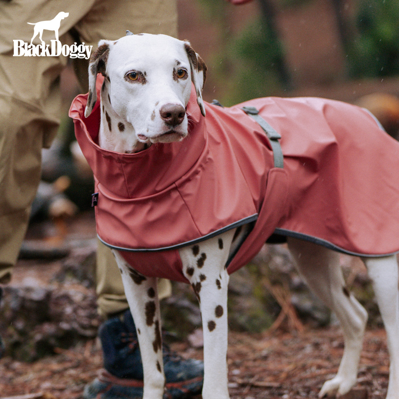 Blackdoggy Dog Raincoat Puffer Pu Waterproof Medium and Large Dog Outdoor Rain Poncho Pet New Year Clothes Cape