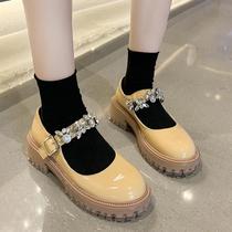 Shining Crystal Mary Jane Shoes for Women Platform Chunky An