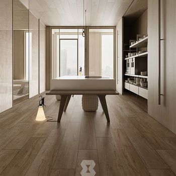 Ecological and natural all-ceramic wood grain tiles indoor guest restaurant bedroom non-slip wooden r floor tile chain project