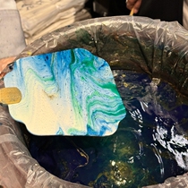 Intangible cultural heritage lacquer fan diy material package pigment handmade material package water extension homemade handmade national style round fan paper fan