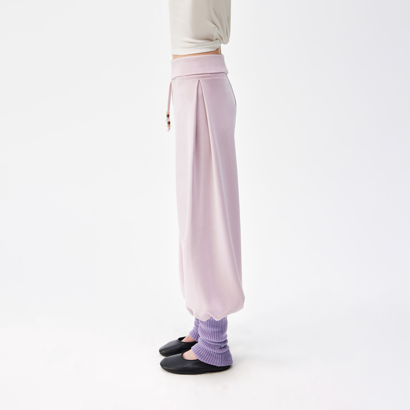 Redolence Pink Casual Pants for Women, Autumn Sports Jogger Lantern Pants, Skin-Friendly Sweatpants, Modal Yoga Pants