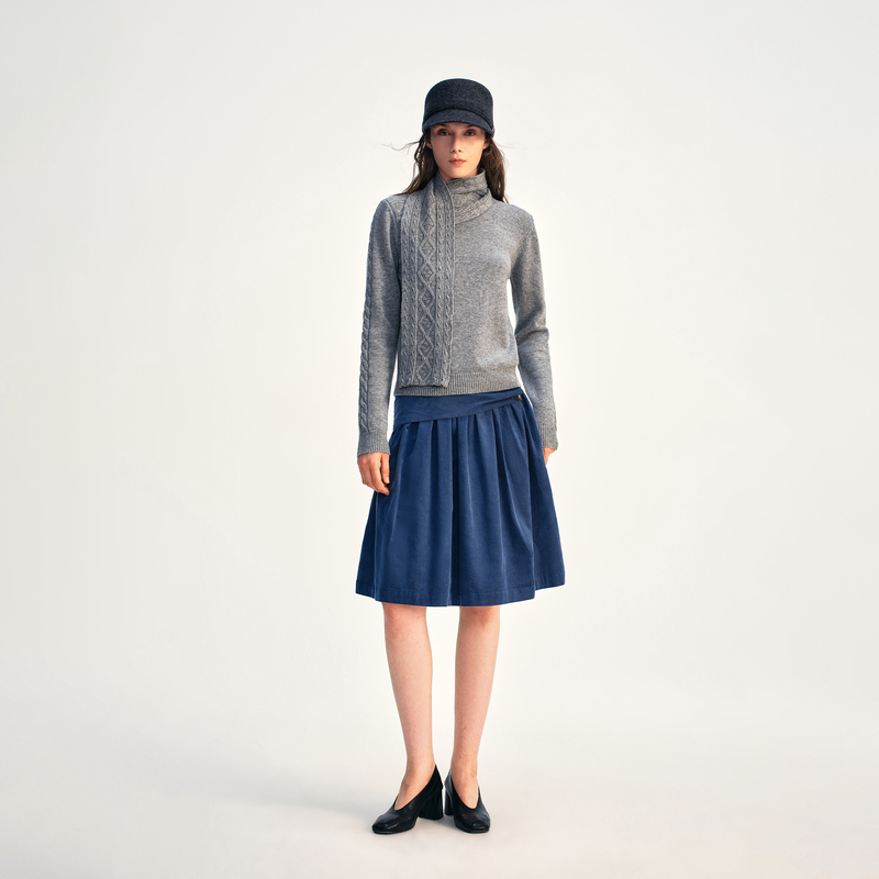Redolence Ultra-Fine Wool Jacquard Scarf Collar Sweater for Women, Atmospheric and Warm Wool Knitwear