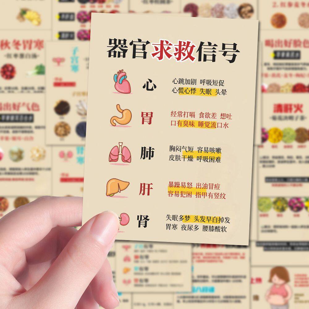 108张中医食疗养生贴纸健康食疗身体调理知识科普diy手机壳笔记本