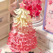 Pink Christmas tree diy accessories handmade origami childrens material package homemade Christmas tree desktop ornaments