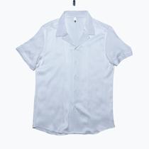 Big lapel shirt mens short-sleeved summer high-end handsome trendy ice silk thin casual shirt no ironing and anti-wrinkle