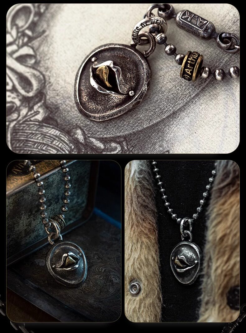 Серебряное ожерелье arthur.k 狂言系列日本原创手工做旧925银男女话舌头项链限量