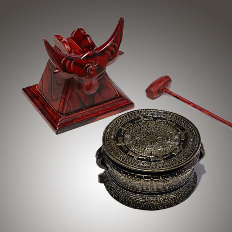 China Bronze Ware Bronze Drum Guangxi Featured Handicraft Swing Piece Office Living Room Ornament Business Gift Collection-Taobao