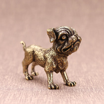 Tang Dynasty coppersmith brass puppy ornaments fine copper art pet imitation antique copper carvings prosperous brass antique copper handles