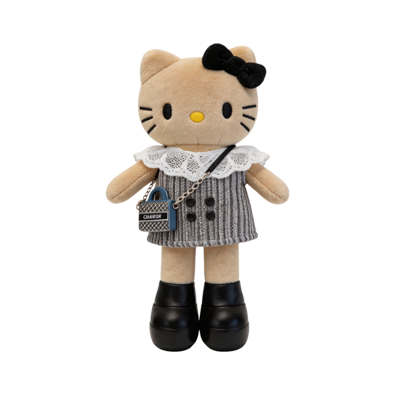 Japanese Daryani Long-Legged Black Leather Kitty Lace Sweater Dress Plush Doll Bag Pendant Gift