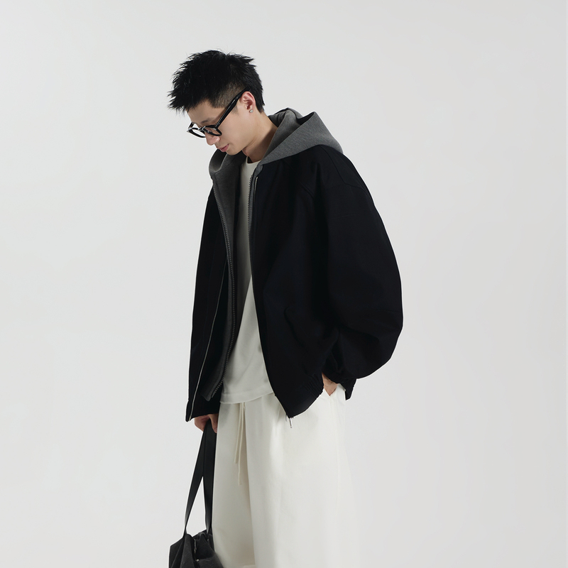 GCCDUPE77 "Impromptu Thoughts" Gray layered fake two-piece hooded sweatshirt couple's casual jacket GCCDUPE77 "Impromptu Thoughts" Gray layered fake two-piece hooded sweatshirt couple's casual jacket