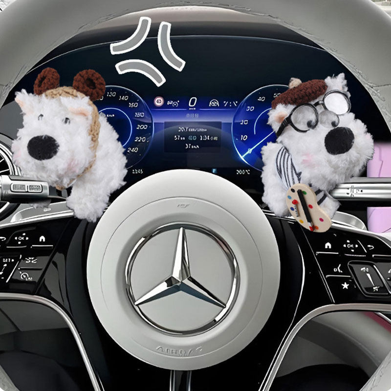 West Highland Car Dashboard Decoration Plush Toy Wiper Turn Signal Car Interior Ornament for Women