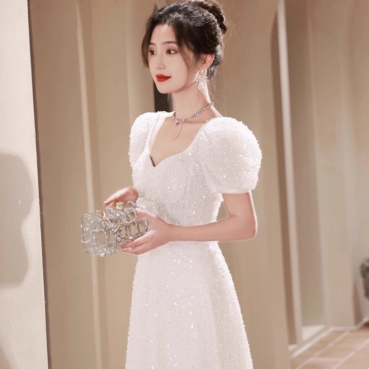 French Evening Dress for Women 2026 New Style High-End Engagement Dress Luxury Niche Banquet Host Adult French Evening Dress for Women 2026 New Style High-End Engagement Dress Luxury Niche Banquet Host Adult