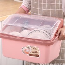 Large dust-proof kitchen dish rack with cover cupboard drain rack for tableware box household kitchen utensil storage box dish drying rack