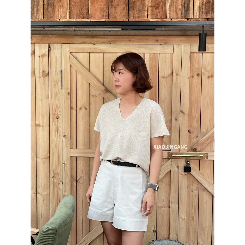 Little King Kong - [Soft Knit V-Neck] Korean-Style Pullover Beige Loose Basic Knit Top, Simple and Slimming