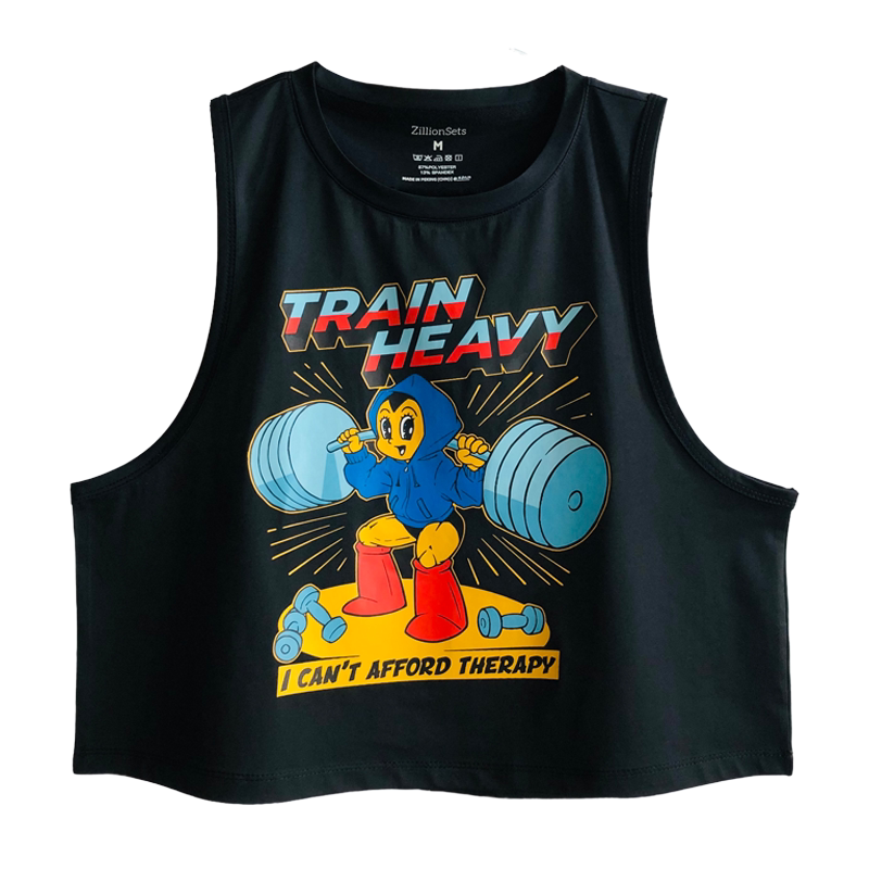 "Heavy Training Therapy" Fitness Vest Training Women's Short Top American Crossfit Sports Cover-Up Quick-Drying