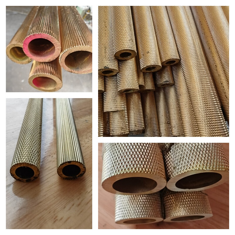 Straight-Grained H59 Brass Pipe, Mesh-Patterned Hollow Copper Tube, Diamond-Patterned Knurled H65 Brass Tube, Cutting, Drilling, and Threading