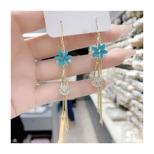 Гипоаллергентные свадебные серьги опал цветок свисай