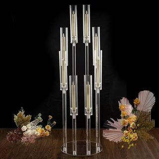 Cross-border wedding props are popular in europe. acrylic 8-head candlesticks are the first choice for candlelight dinners on the road.