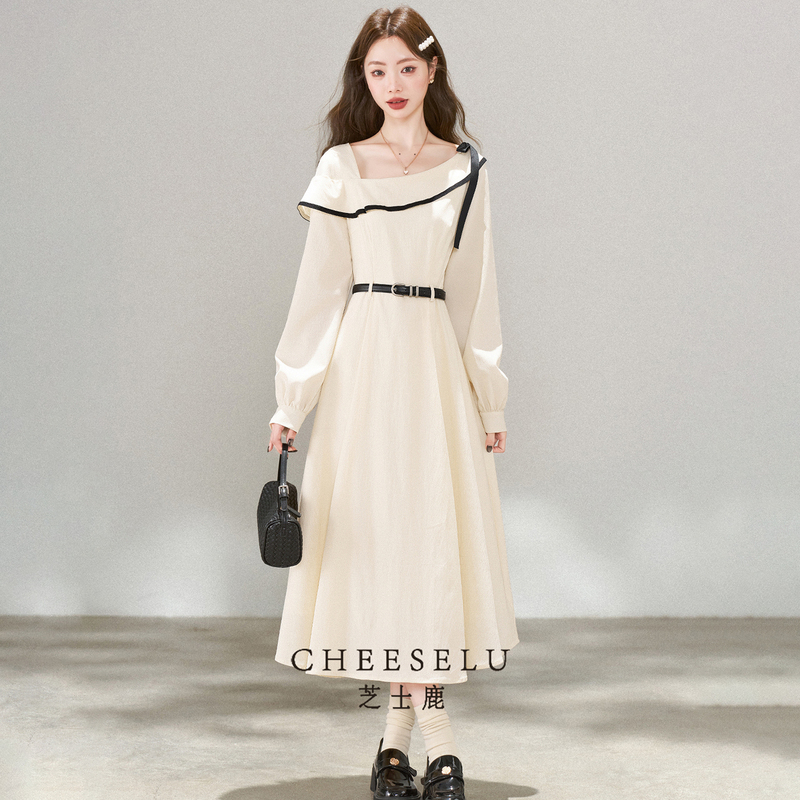 Cheese Deer Gentle and Elegant High-Quality Dress for Women, New Autumn French Design, Waist-Cinching Commuter Style Long Dress Cheese Deer Gentle and Elegant High-Quality Dress for Women, New Autumn French Design, Waist-Cinching Commuter Style Long Dress
