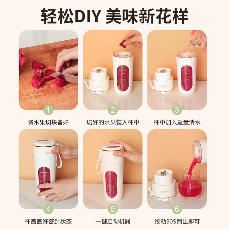 2025 New Model Wireless Electric Juicer, Small Household Dormitory Ice Crusher, Convenient and Simple Cup with Pulp Separation