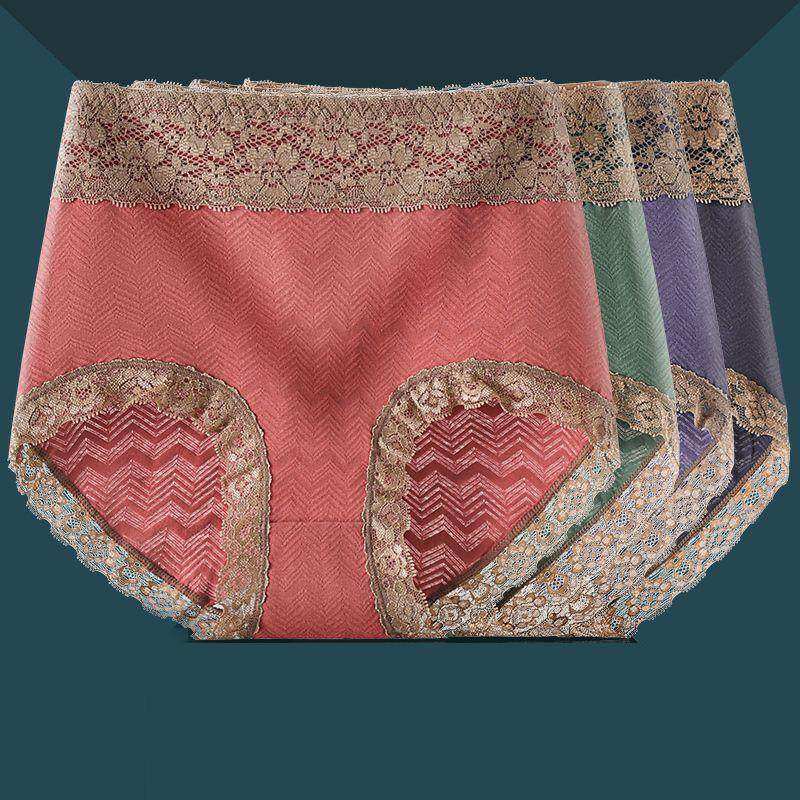High Waist Lady Briefs Comfort Cotton Lace No Marks Soft Breathable Upscale Big Code Sexy Triangle Underwear Head-Taobao