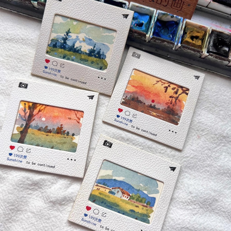 芸術学生向けの特別なフィルムクリップ、風景カード、ミニ漫画装飾画、クリエイティブカード、水彩紙、中程度の粗い描画用紙