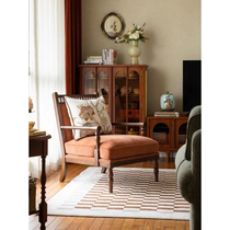 French retro solid wood single sofa American country style simple modern fabric tiger chair leisure chair with armrests