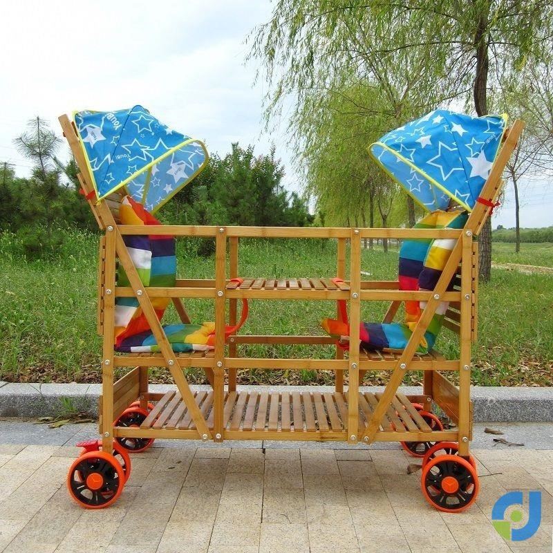 Twin baby stroller bamboo-knitted second-tire size Bao Children's bamboo carts can sit on a standing Nangzhu bike cart-Taobao