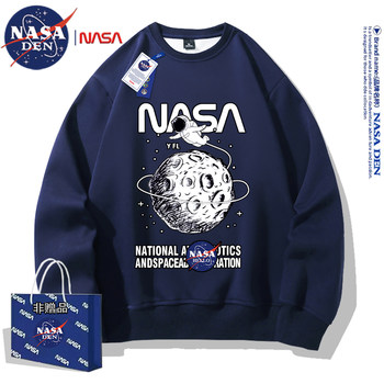 Nasa Co-Branded American-Style Crewneck Long-Sleeve Sweatshirt for Men and Women, Autumn and Winter American-Style Heavyweight Crewneck Printed Couple Tops