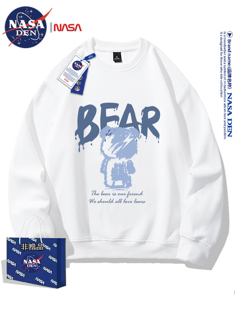 Nasa Co-Branded Fashionable Simple Crewneck Sweatshirt for Men and Women, American Trendy Brand, Casual Versatile Loose-Fitting Couple's Top