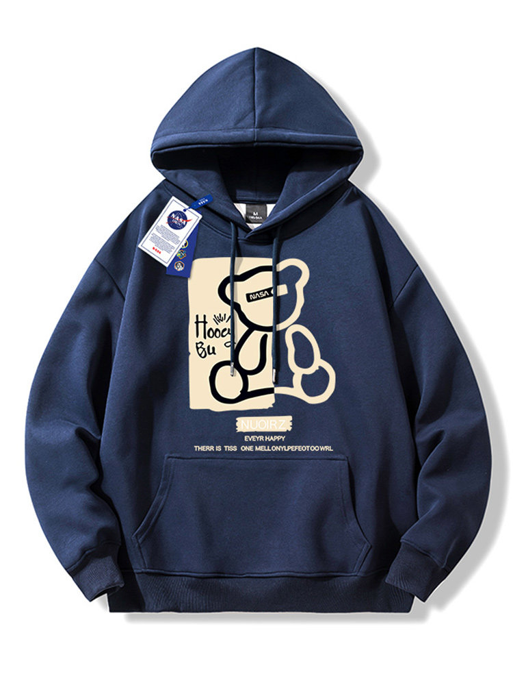Nasa Collaboration Japanese-Style Simple Heavyweight Long-Sleeve Sweatshirt for Men and Women, Fashionable Casual Loose Versatile Hooded Top