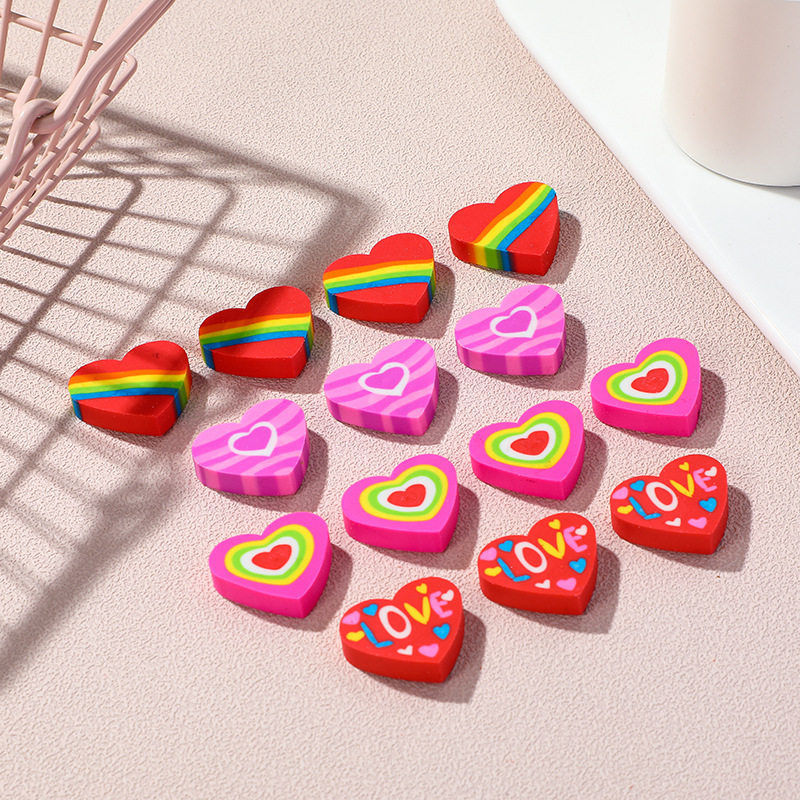 Colorful Heart-Shaped Erasers, New Creative Gifts and Prizes for Primary School Students, Cute Cartoon Learning Stationery Supplies Colorful Heart-Shaped Erasers, New Creative Gifts and Prizes for Primary School Students, Cute Cartoon Learning Stationery Supplies