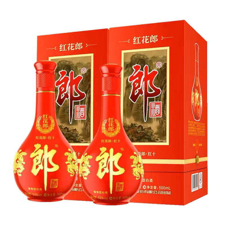 郎酒红花郎十年酱香型白酒：高档送礼首选，无红包也能彰显诚意！-酒具