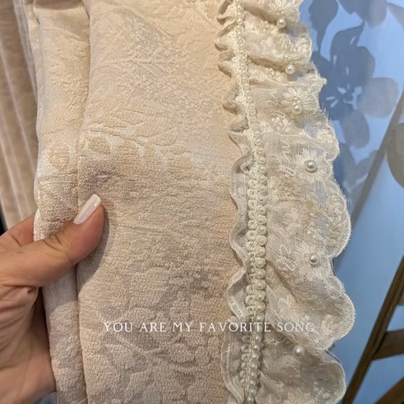 Lily of the Valley Lace Curtain Trim, French Romantic Lace Chiffon Ruffle Embroidery, Water-Soluble Sofa Cover, Table Runner Decoration Lily of the Valley Lace Curtain Trim, French Romantic Lace Chiffon Ruffle Embroidery, Water-Soluble Sofa Cover, Table Runner Decoration
