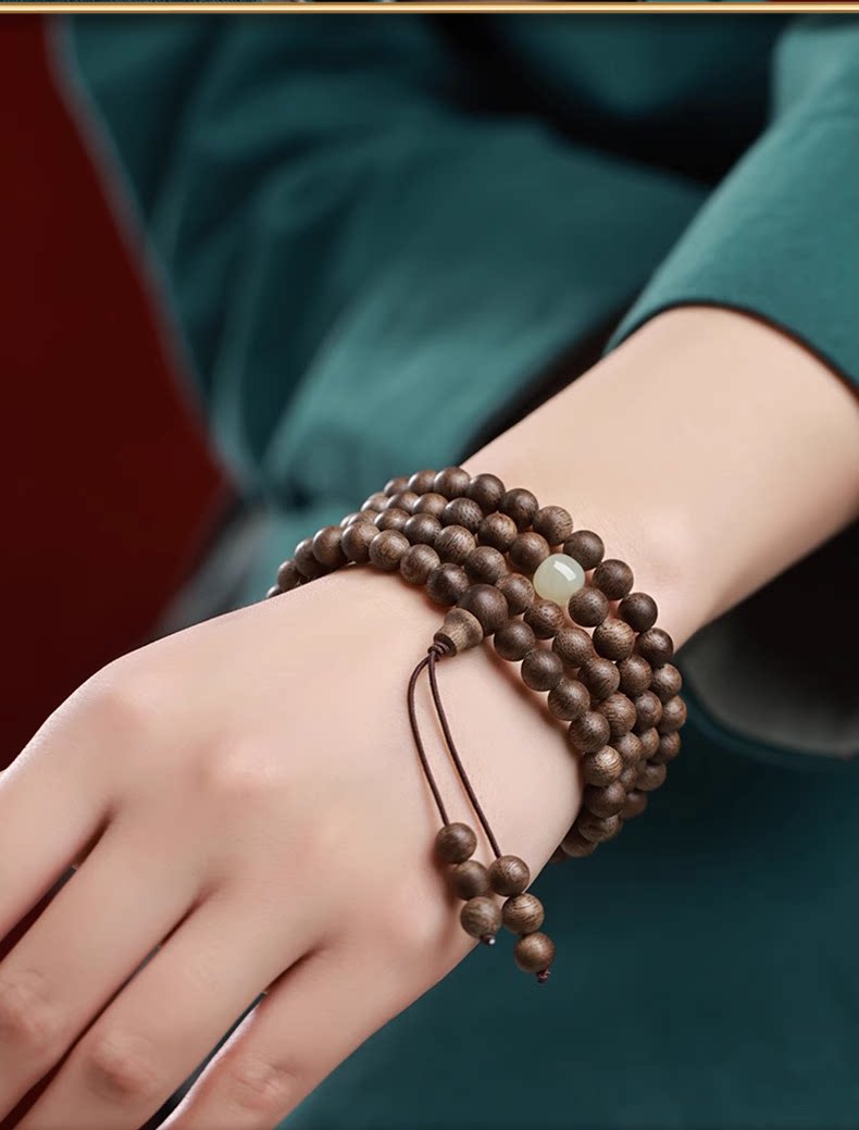 листья аквиларии 真天然芽庄奇楠沉香手串女官方旗舰店108颗和田玉手链佛珠男念珠