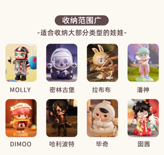 透明亚克力适用泡泡玛特手办展示架防尘收纳盒公仔盲盒萌粒柜扭蛋