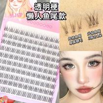 Cute eyelashes transparent stems lazy mermaid tail style false eyelashes natural comic Barbie single cluster segmented novice eyelashes