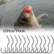 12Pcs Pack High Carbon Steel Fishing Hook Sharp Barbed Autom