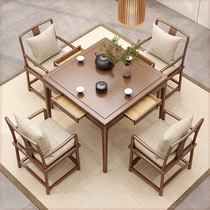 Square new Chinese style Eight Immortals table solid wood square table tea table home combination chess and card table dining table and chairs teahouse with drawer