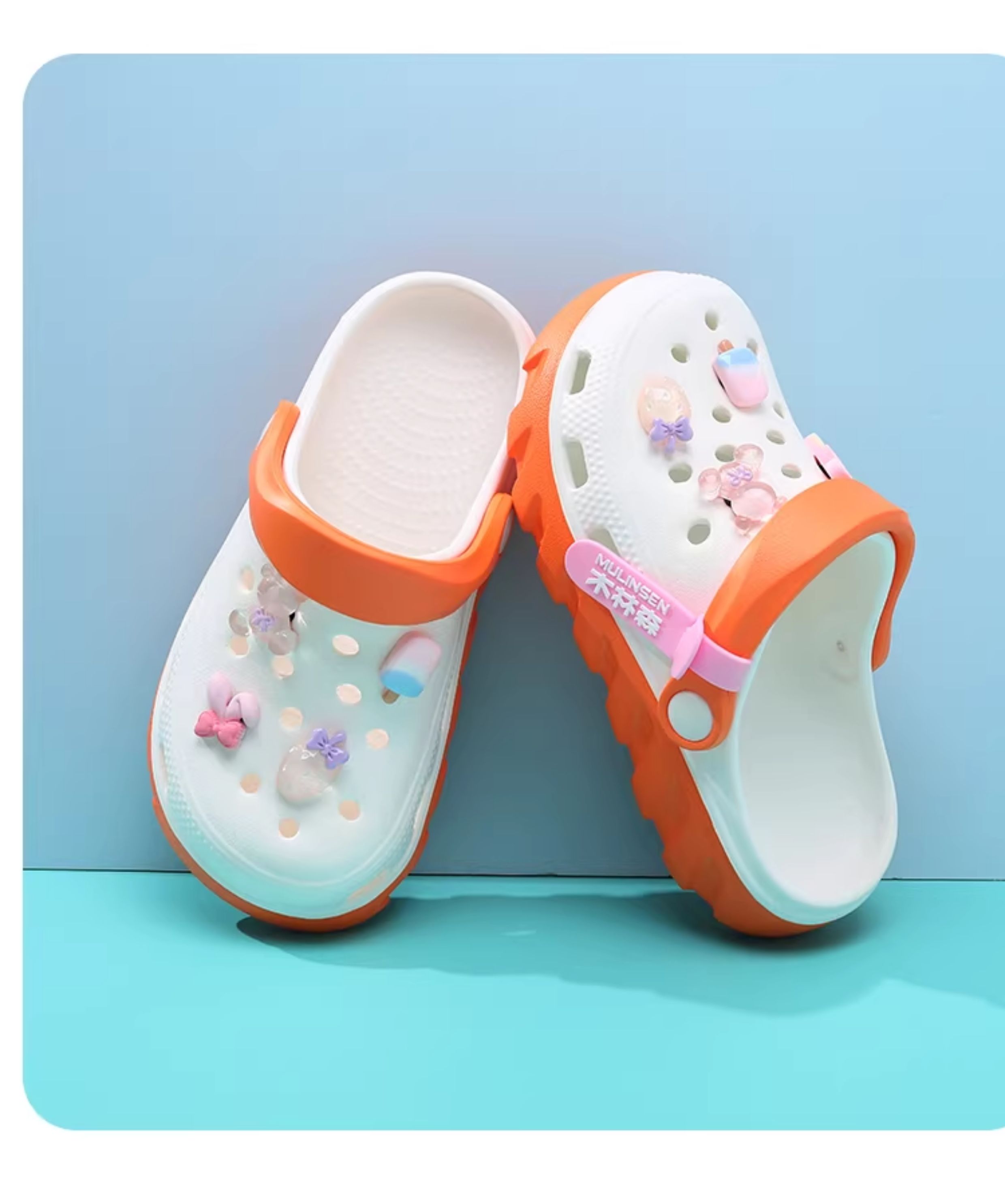 Mlskms-Vautid Girl Hole Shoes New Arrival Outdoor Non-Slip Kids Slippers Cherry Blossom Sandals Baby Girl Beach Shoes — 41