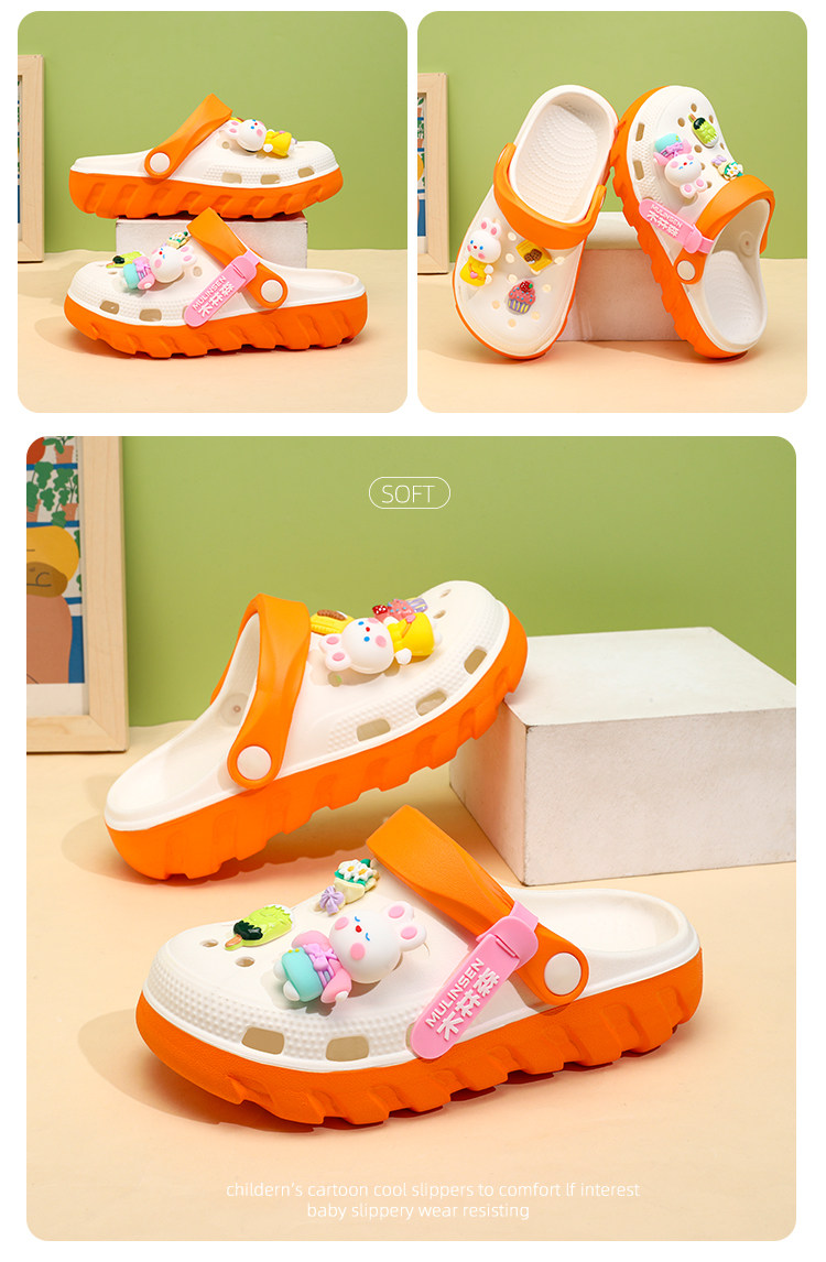 Mlskms-Vautid Girl Hole Shoes New Arrival Outdoor Non-Slip Kids Slippers Cherry Blossom Sandals Baby Girl Beach Shoes — 18
