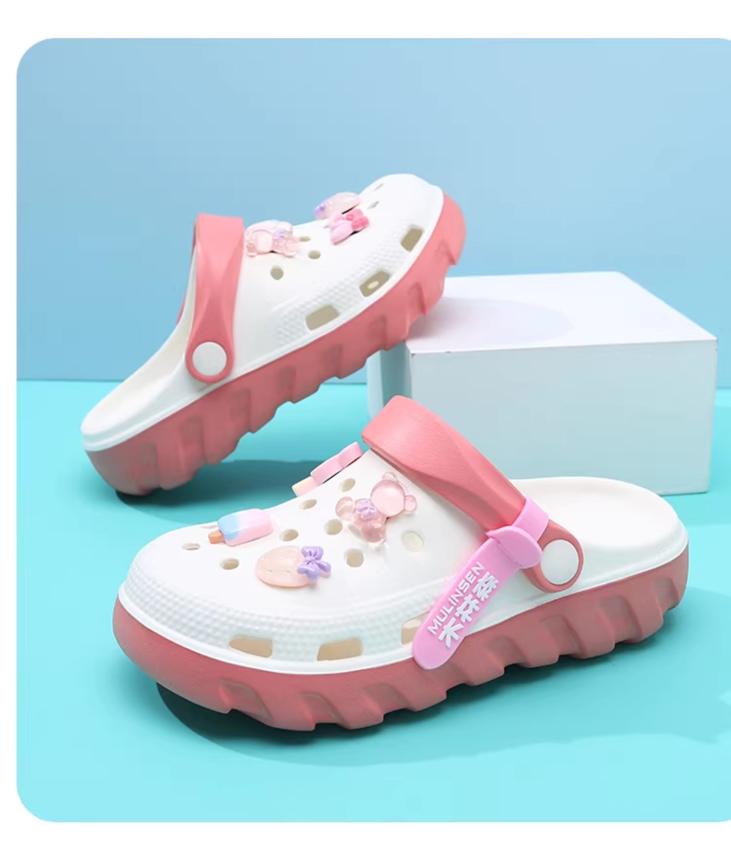 Mlskms-Vautid Girl Hole Shoes New Arrival Outdoor Non-Slip Kids Slippers Cherry Blossom Sandals Baby Girl Beach Shoes — 37