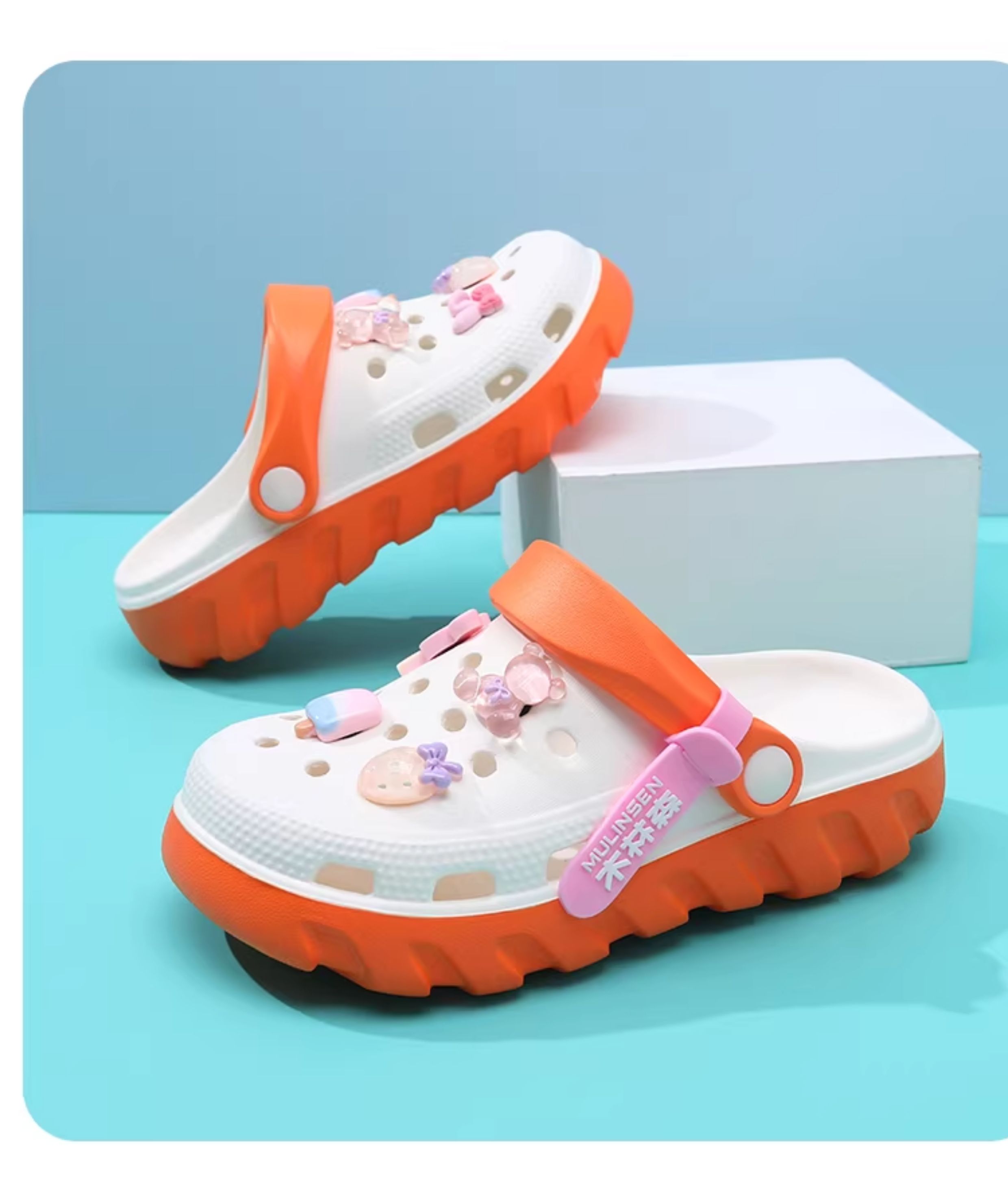 Mlskms-Vautid Girl Hole Shoes New Arrival Outdoor Non-Slip Kids Slippers Cherry Blossom Sandals Baby Girl Beach Shoes — 40