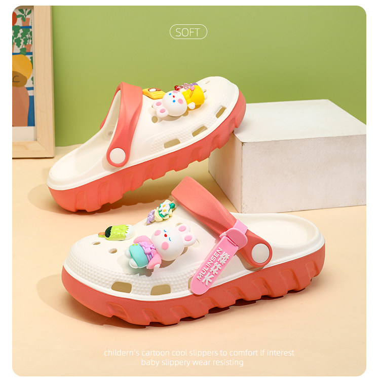 Mlskms-Vautid Girl Hole Shoes New Arrival Outdoor Non-Slip Kids Slippers Cherry Blossom Sandals Baby Girl Beach Shoes — 16