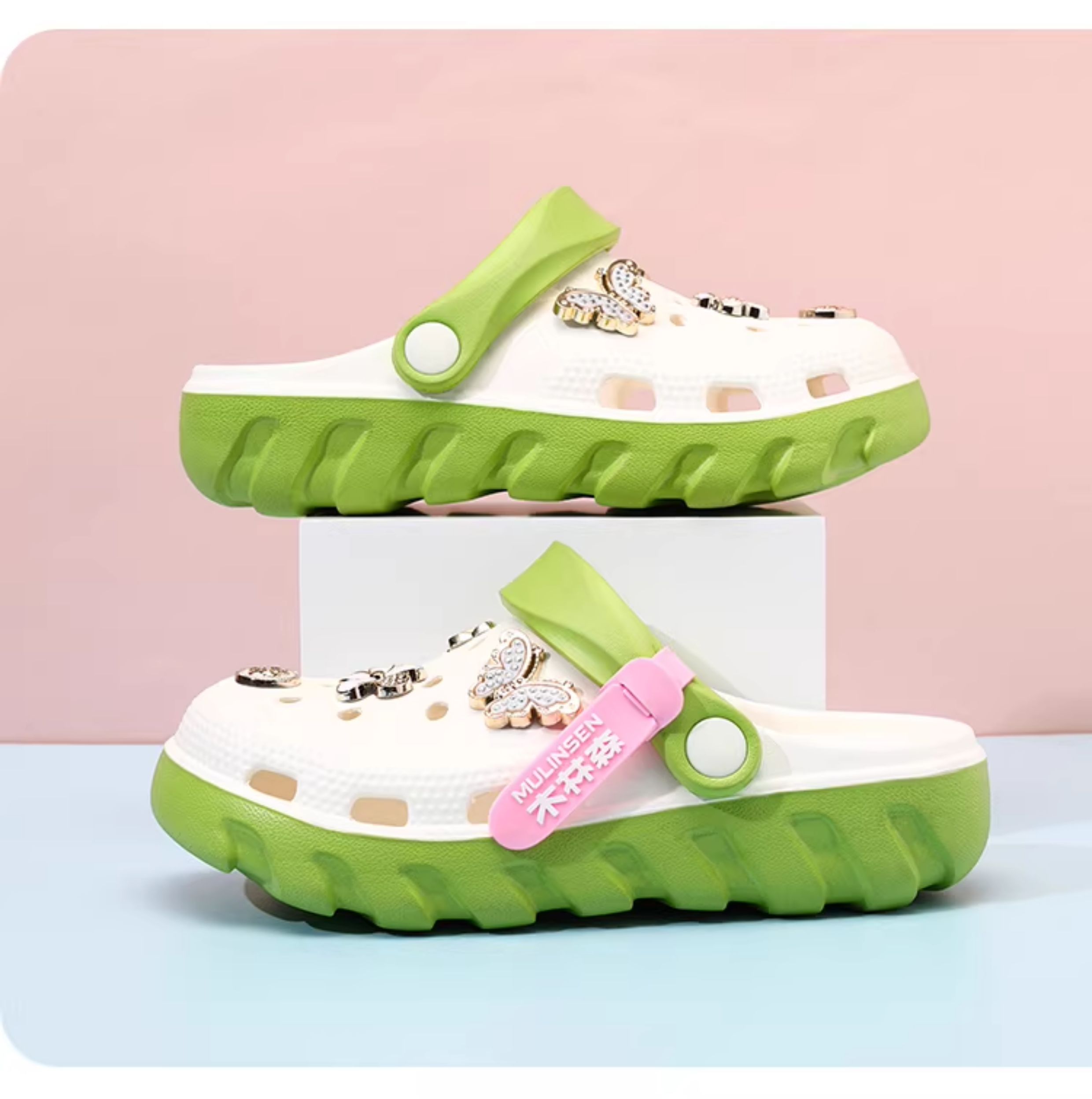 Mlskms-Vautid Girl Hole Shoes New Arrival Outdoor Non-Slip Kids Slippers Cherry Blossom Sandals Baby Girl Beach Shoes — 21