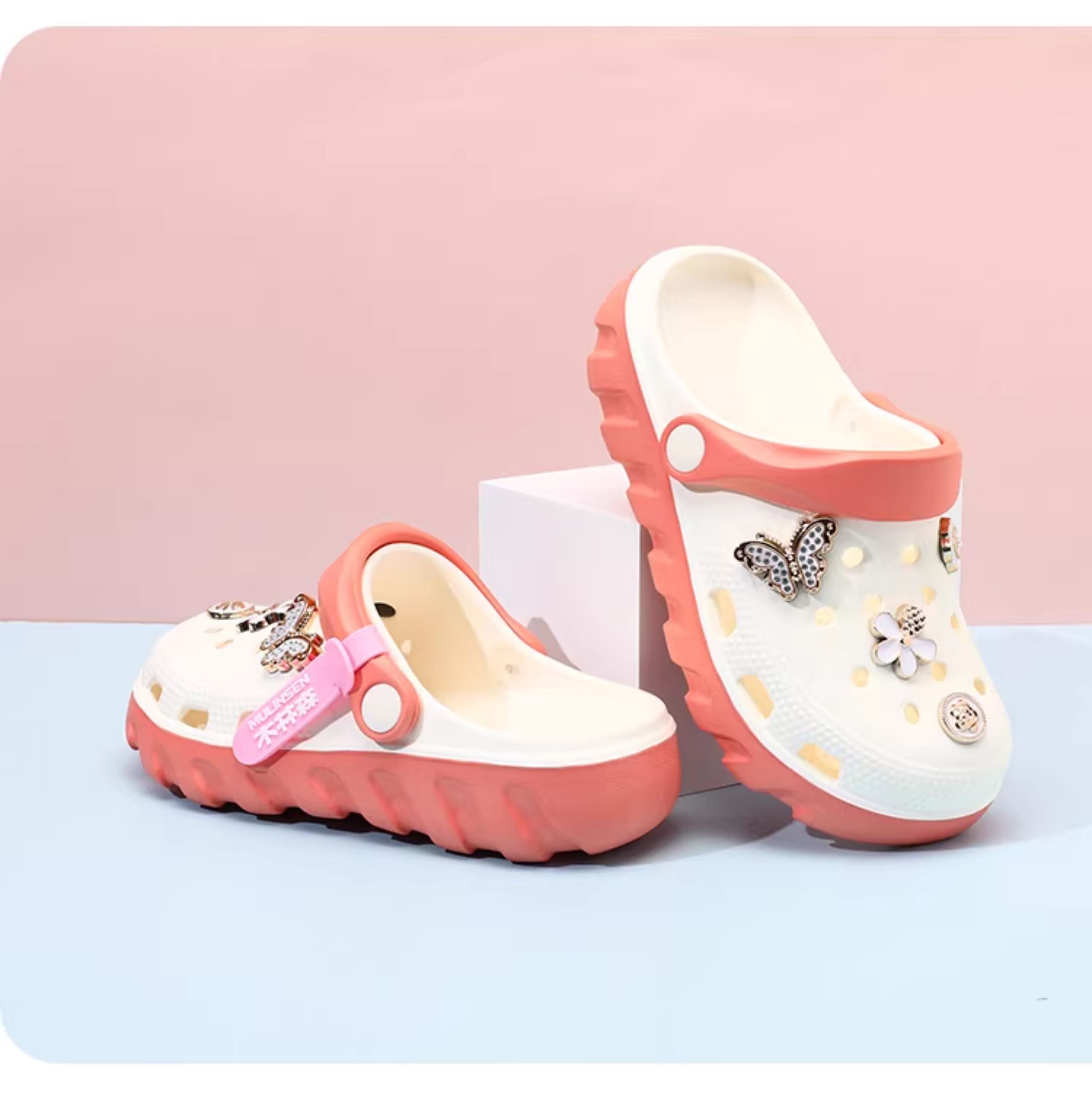 Mlskms-Vautid Girl Hole Shoes New Arrival Outdoor Non-Slip Kids Slippers Cherry Blossom Sandals Baby Girl Beach Shoes — 22