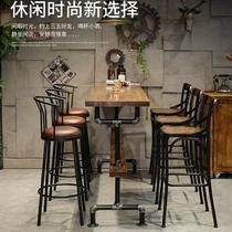 High table solid wood wall table bar table and chair combination long table home balcony personality bar bar table small